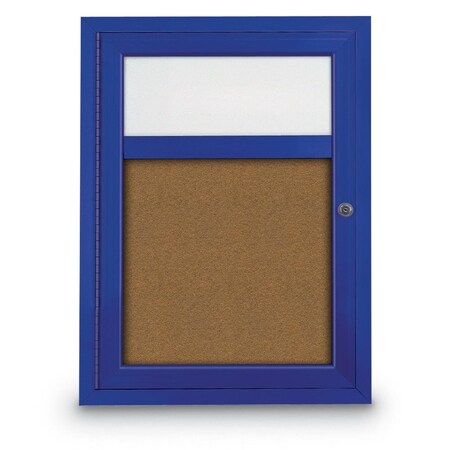 United Visual Products Slim Enclosed Corkboard, 30"x30", White Alum Frame/Pumice UVEB3030-WHITE-PUMICE